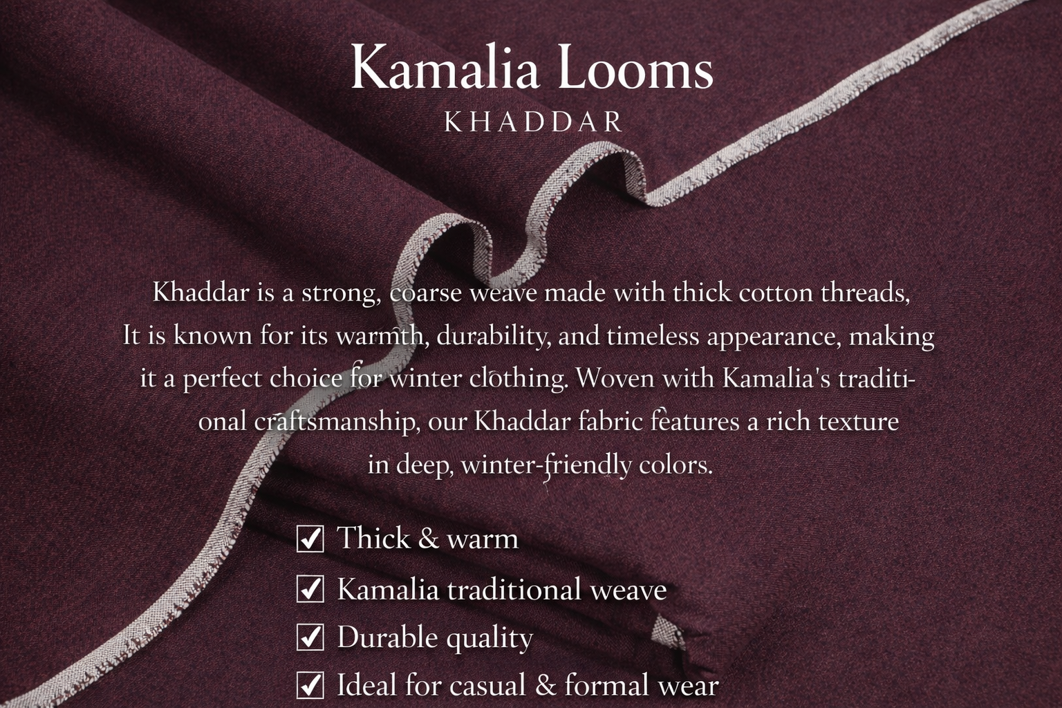 Kamalia Loom's Purple Premium Khaddar | Winter Collection (Code 050)