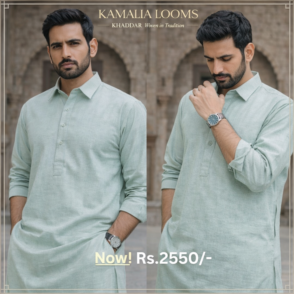 Kamalia Looms Premium Khaddar – Light Mint Winter Unstitched Suit Code: 041