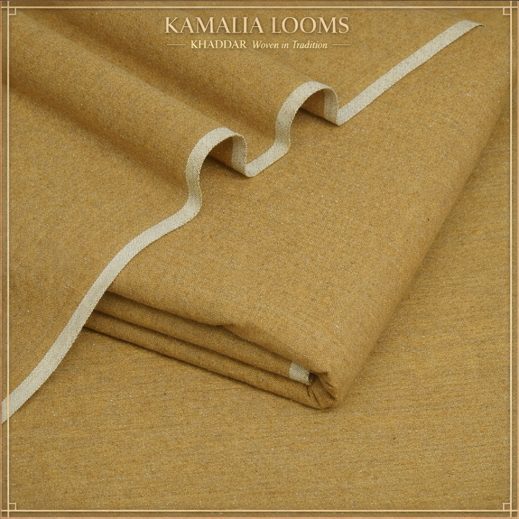 Premium Mustard Khaddar Unstitched Suit – Kamalia Looms Winter Collection Code: 043