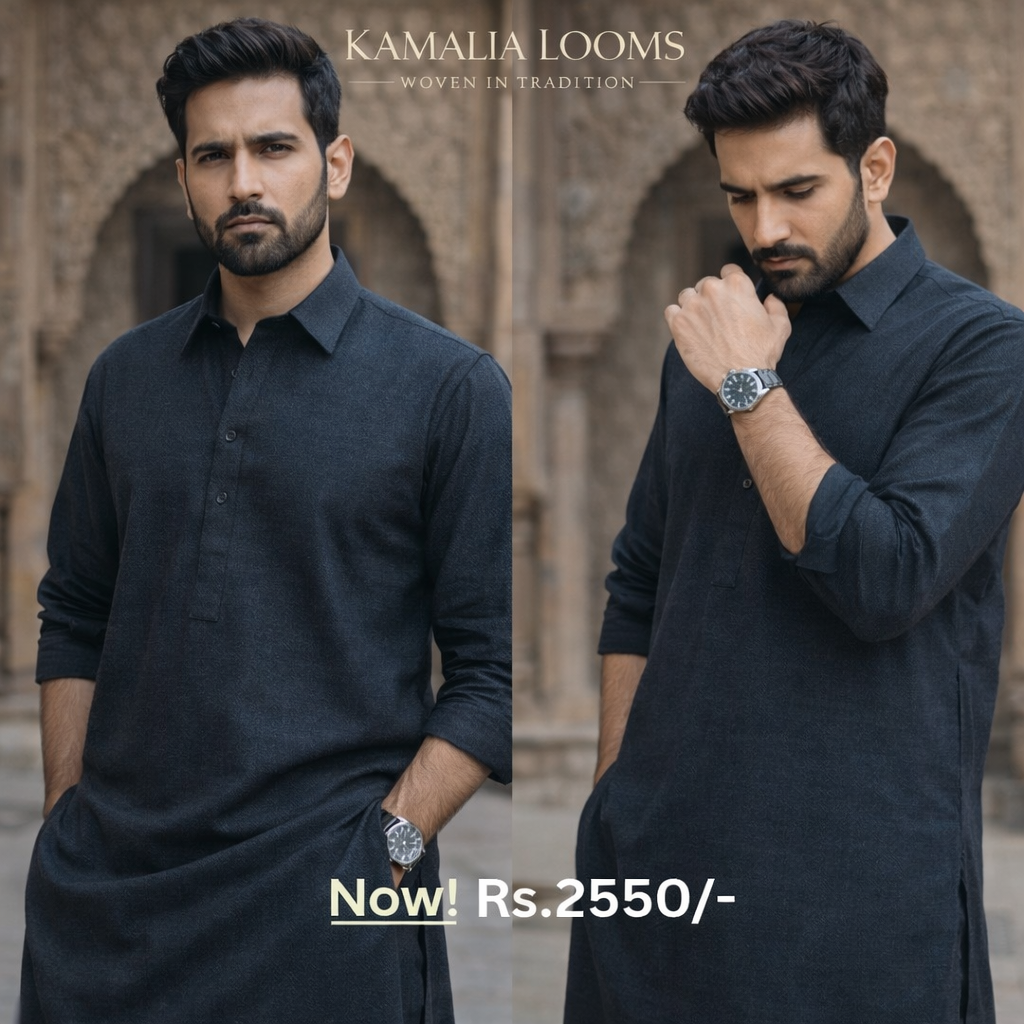 Kamalia Loom's Deep Charcoal Premium Khaddar | Winter Collection (Code 045)