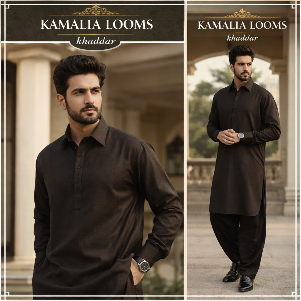 Kamalia Loom's Brown Premium Khaddar | Winter Collection Code:046