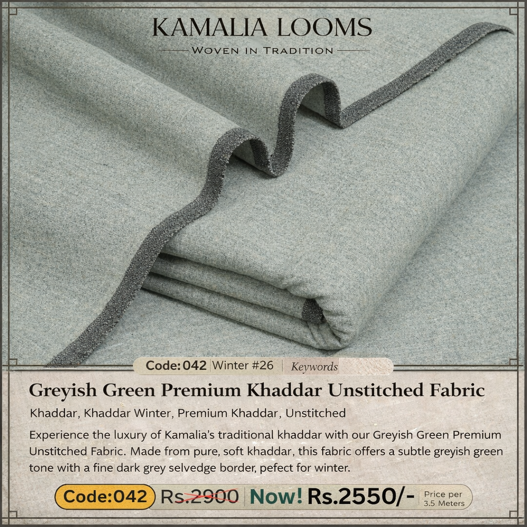 Kamalia Loom's Greyish Premium Khaddar | Winter Collection (Code 042)